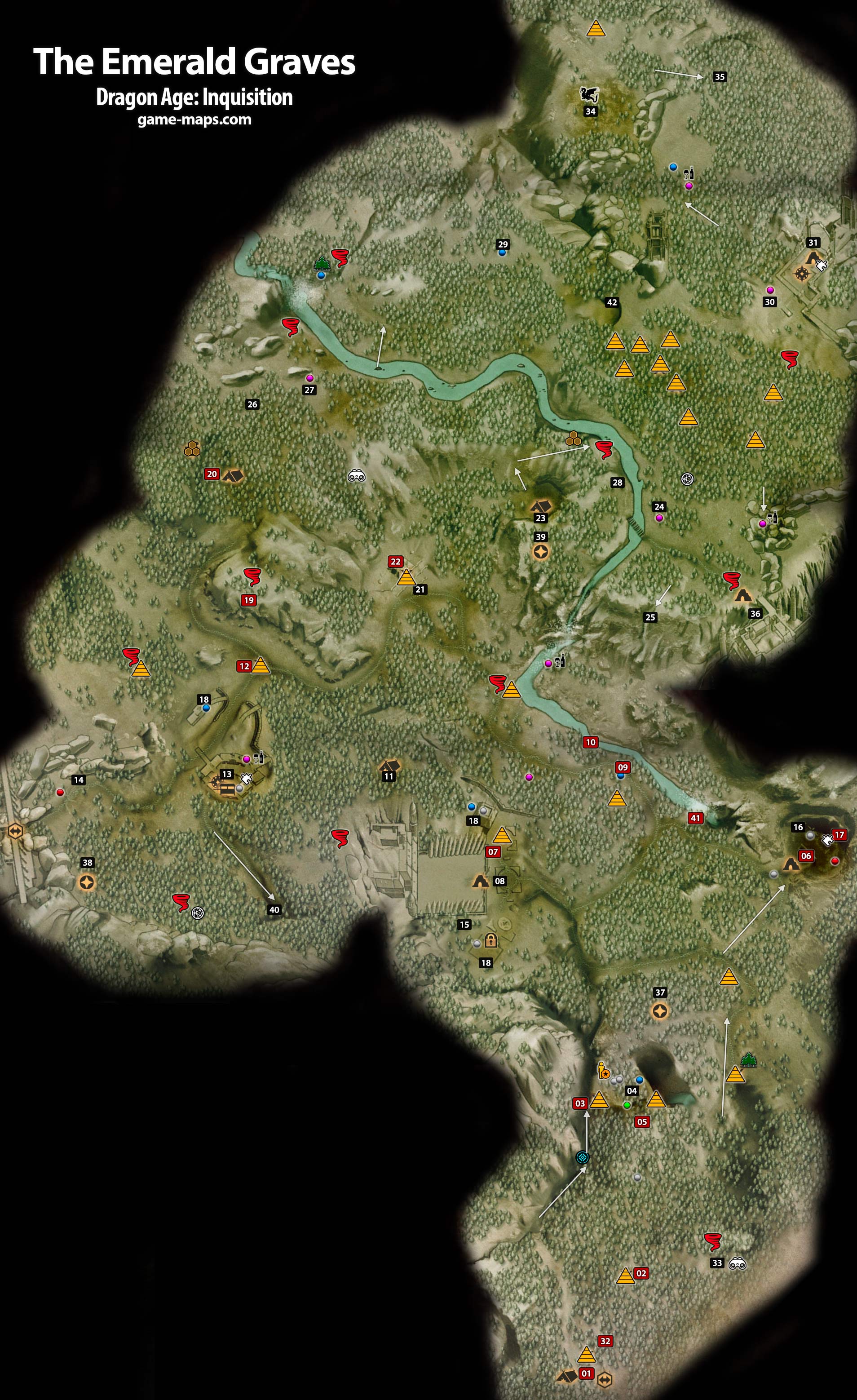 Dragon Age: Inquisition - Карта локации: Изумрудные могилы (Emerald Graves...