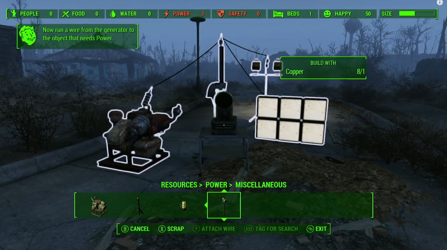 Fallout 4 как протянуть провод от генератора к объекту (116) фото